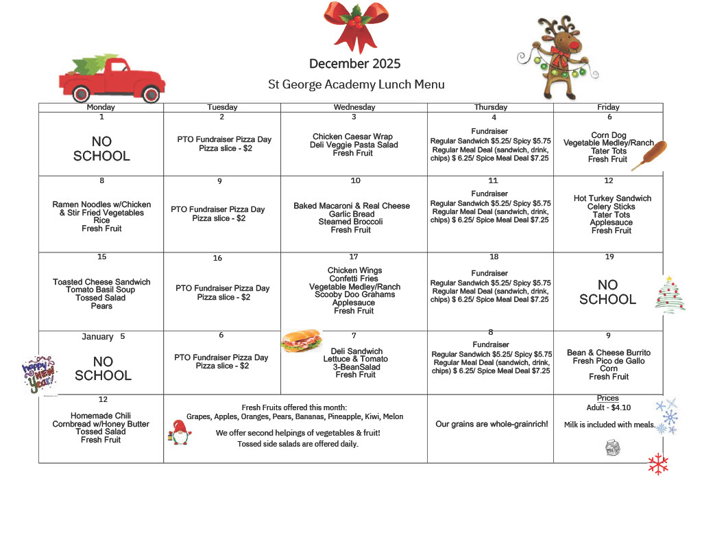 December Lunch Menu